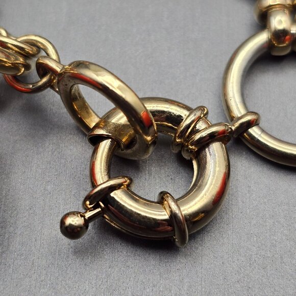 J. Crew Chunky Runway Orange Lucite Ball Bracelet 7" Gold Plated Rings Statement - Picture 3 of 9